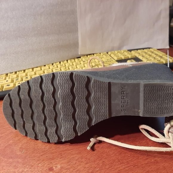 NEW ! Sperry Women Boots Lace Up Wedge Leather Brown Size 9 - Picture 5 of 6